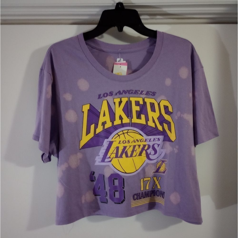 ⬇️⬇️⬇️NBA LA Lakers Bleached Crop T-shirt Top - Picture 4 of 6